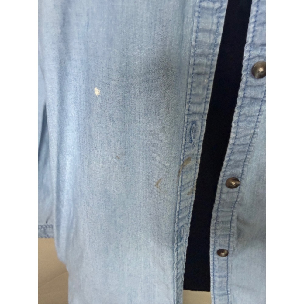 Abound Womens Blue Cotton Button Down Shirt Long Sleeve Light Wash Size M - Picture 3 of 5